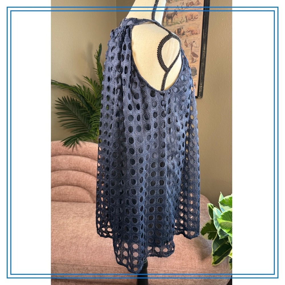 Romeo Juliet Couture Dress Women's M Navy Blue Halter Sleeveless‎ Eyelette - Picture 7 of 13